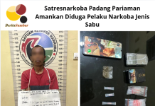 Satresnarkoba Padang Pariaman Amankan Diduga Pelaku Narkoba Jenis Sabu