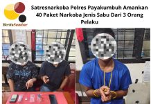 Satresnarkoba Polres Payakumbuh Amankan 40 Paket Narkoba Jenis Sabu Dari 3 Orang Pelaku
